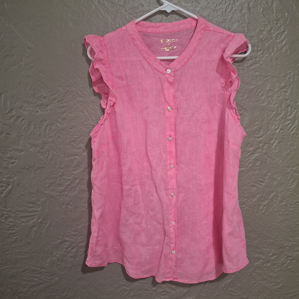 Lilly Pulitzer Pink Ruffle Sleeve Blouse